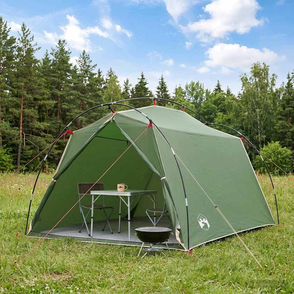 vidaXL Tunneltent Groen 4-persoons 185T Polyester met PU Coating