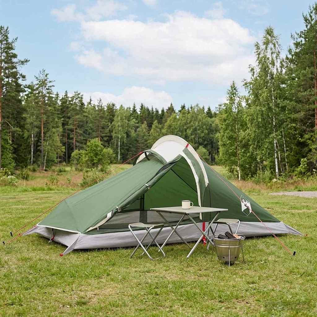 vidaXL Backpacking Tent Groen 4-persoons 185T Polyester met PU Coating