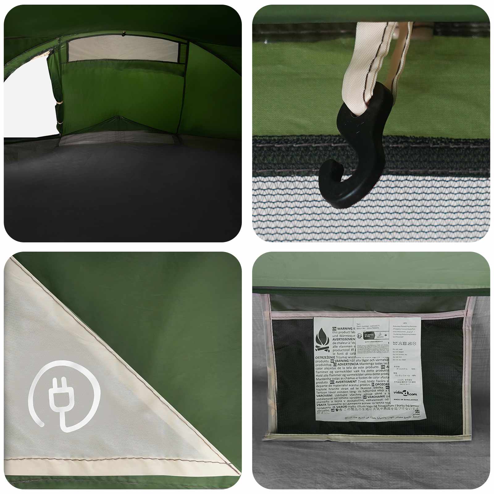 vidaXL Backpacking Tent Groen 4-persoons 185T Polyester met PU Coating