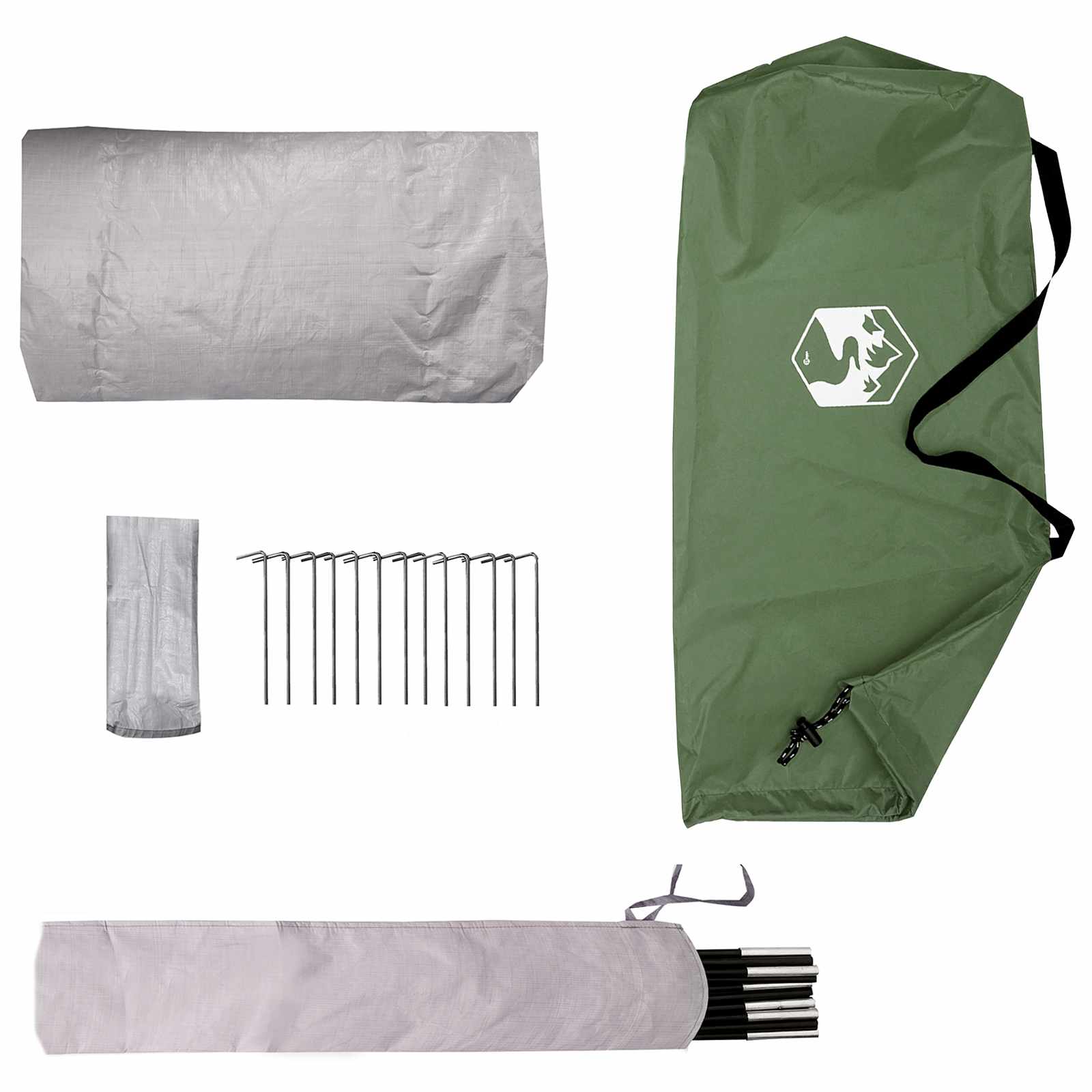 vidaXL Backpacking Tent Groen 4-persoons 185T Polyester met PU Coating