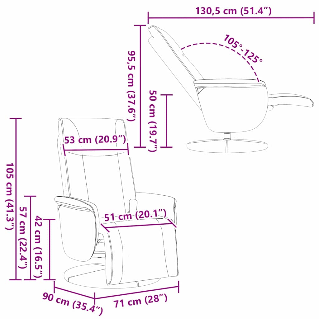 vidaXL Massage Recliner Stoel Zwart 71 x 90 x 105 cm Nep Leer