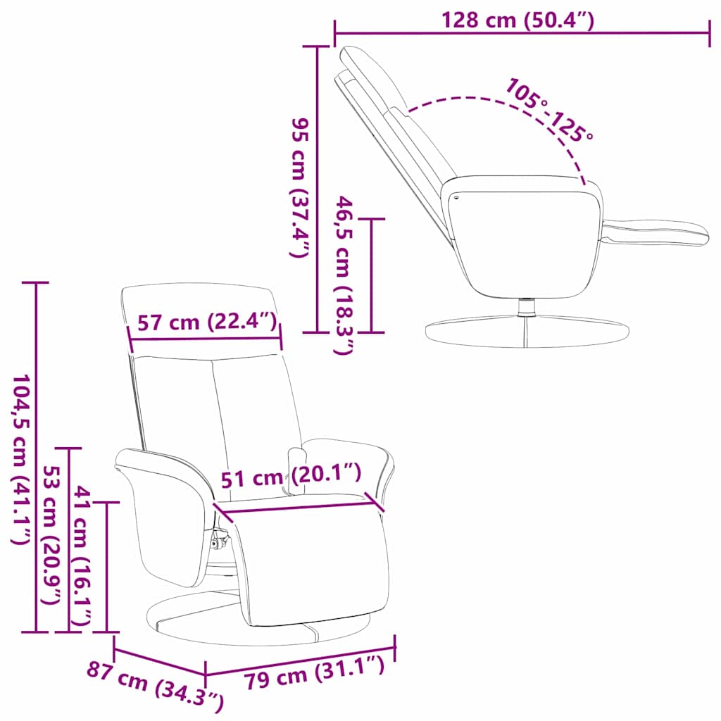 vidaXL Massage Recliner Stoel Donkergrijs 79 x 87 x 104.5 cm Stof