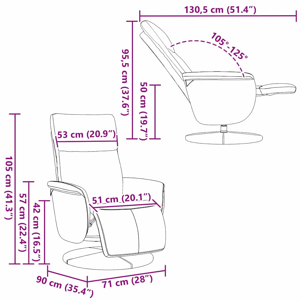 vidaXL Massage Recliner Stoel Zwart 71 x 90 x 105 cm Nep Leer