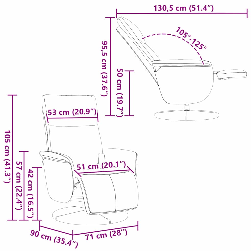 vidaXL Massage Recliner Stoel Zwart 71 x 90 x 105 cm Nep Leer