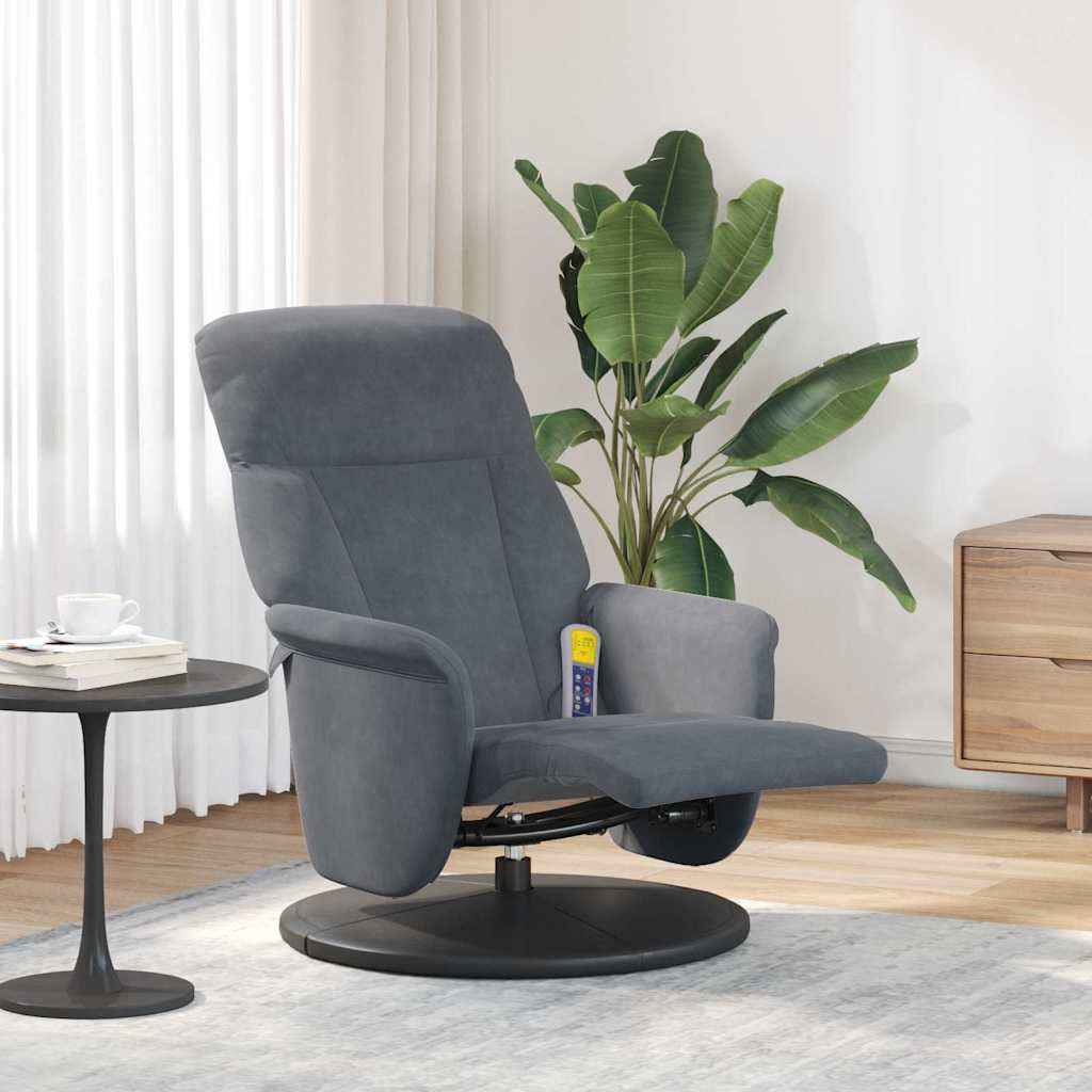 vidaXL Massage Recliner Stoel Donkergrijs 91 x 71 x 105.5 cm Fluweel