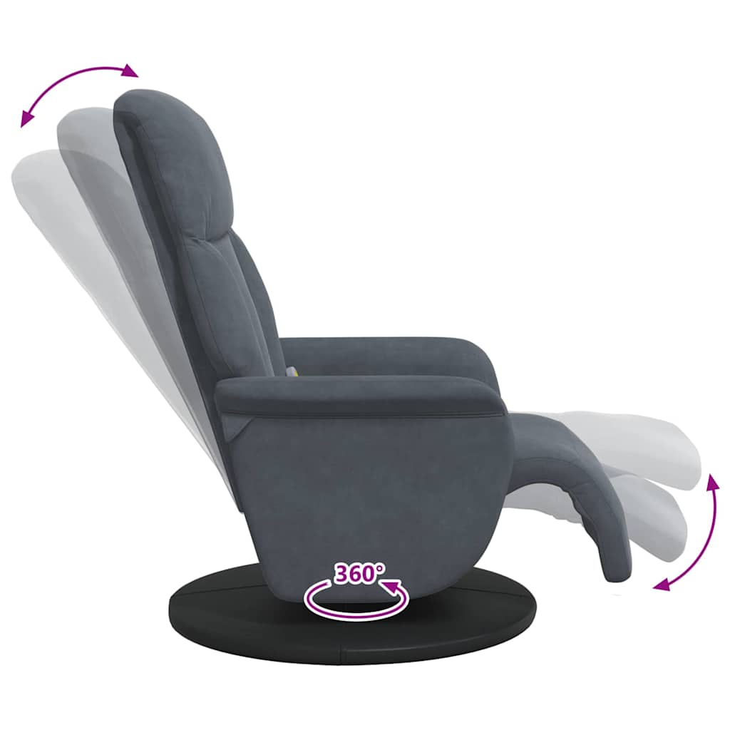 vidaXL Massage Recliner Stoel Donkergrijs 91 x 71 x 105.5 cm Fluweel