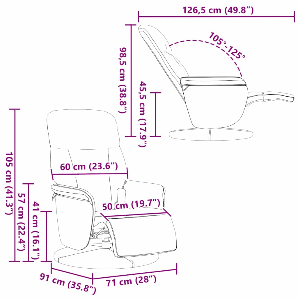 vidaXL Massage Recliner Stoel Donkergrijs 91 x 71 x 105.5 cm Fluweel