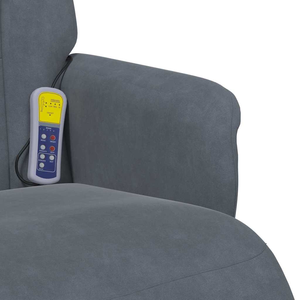 vidaXL Massage Recliner Stoel Donkergrijs 91 x 71 x 105.5 cm Fluweel