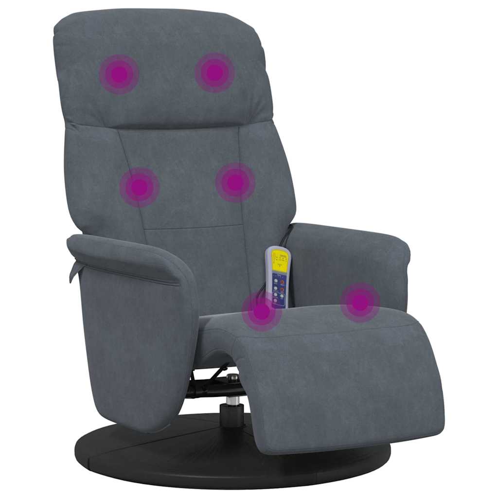 vidaXL Massage Recliner Stoel Donkergrijs 91 x 71 x 105.5 cm Fluweel