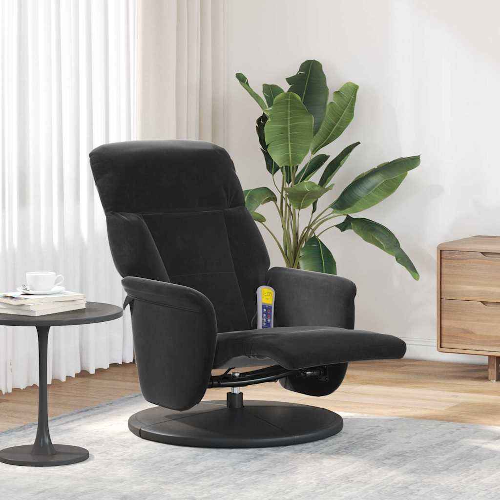 vidaXL Massage Recliner Stoel Donkergrijs 91 x 71 x 105.5 cm Fluweel