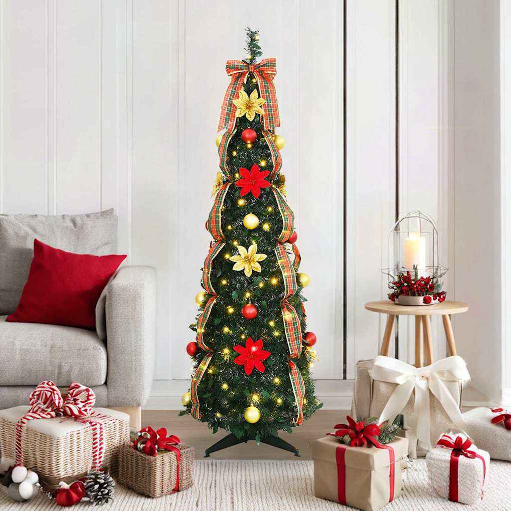 vidaXL Kunstkerstboom met 50 LED met standaard Groen 120 cm PVC