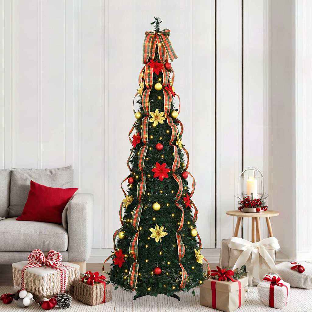 vidaXL Kunstkerstboom met 50 LED met standaard Groen 120 cm PVC