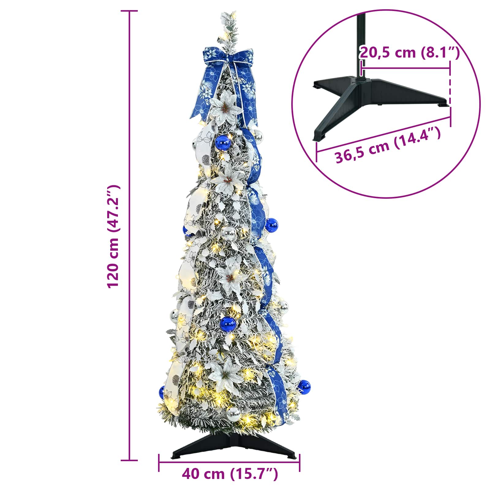 vidaXL Kunstkerstboom met 50 LED met standaard Groen 120 cm PVC
