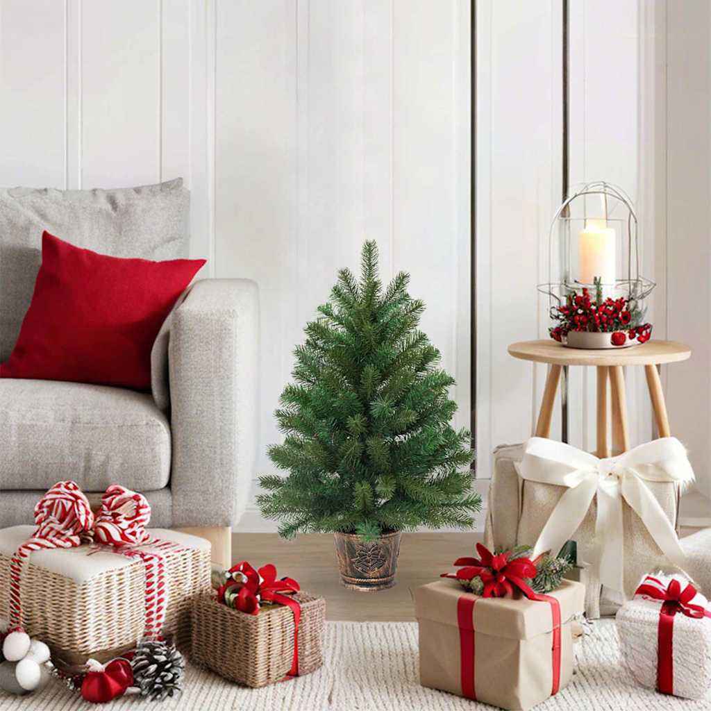 vidaXL Kunstkerstboom met standaard Groen 75 cm PVC, PE en staal