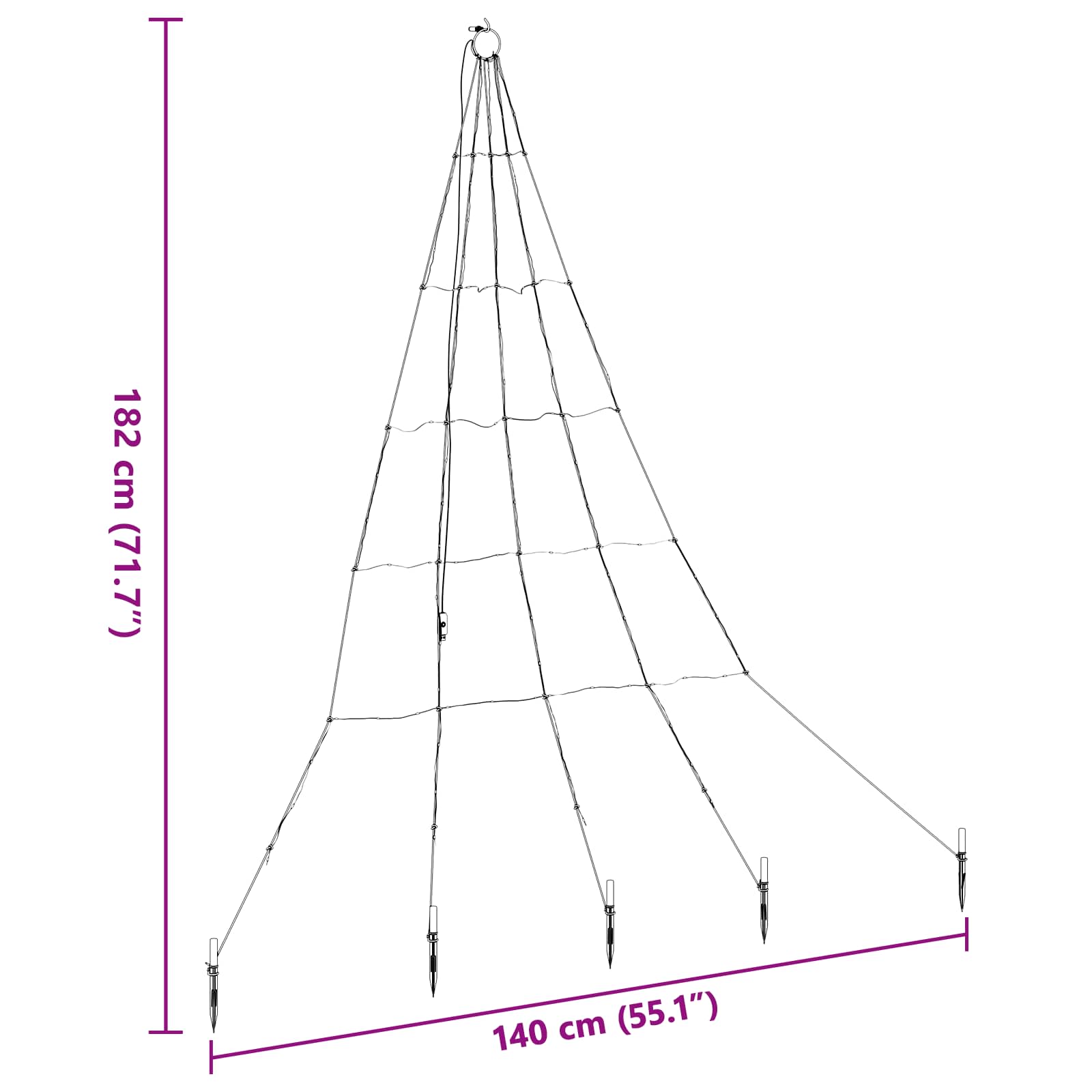 vidaXL LED Kerstboom met 112 LED met grondpennen Warmwit 182 cm Metaal