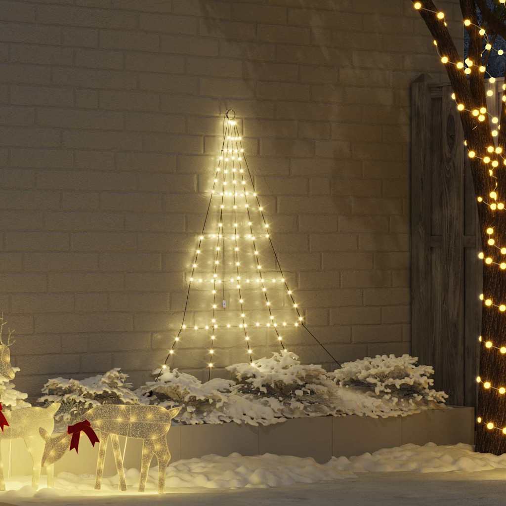 vidaXL LED Kerstboom met 112 LED met grondpennen Warmwit 182 cm Metaal