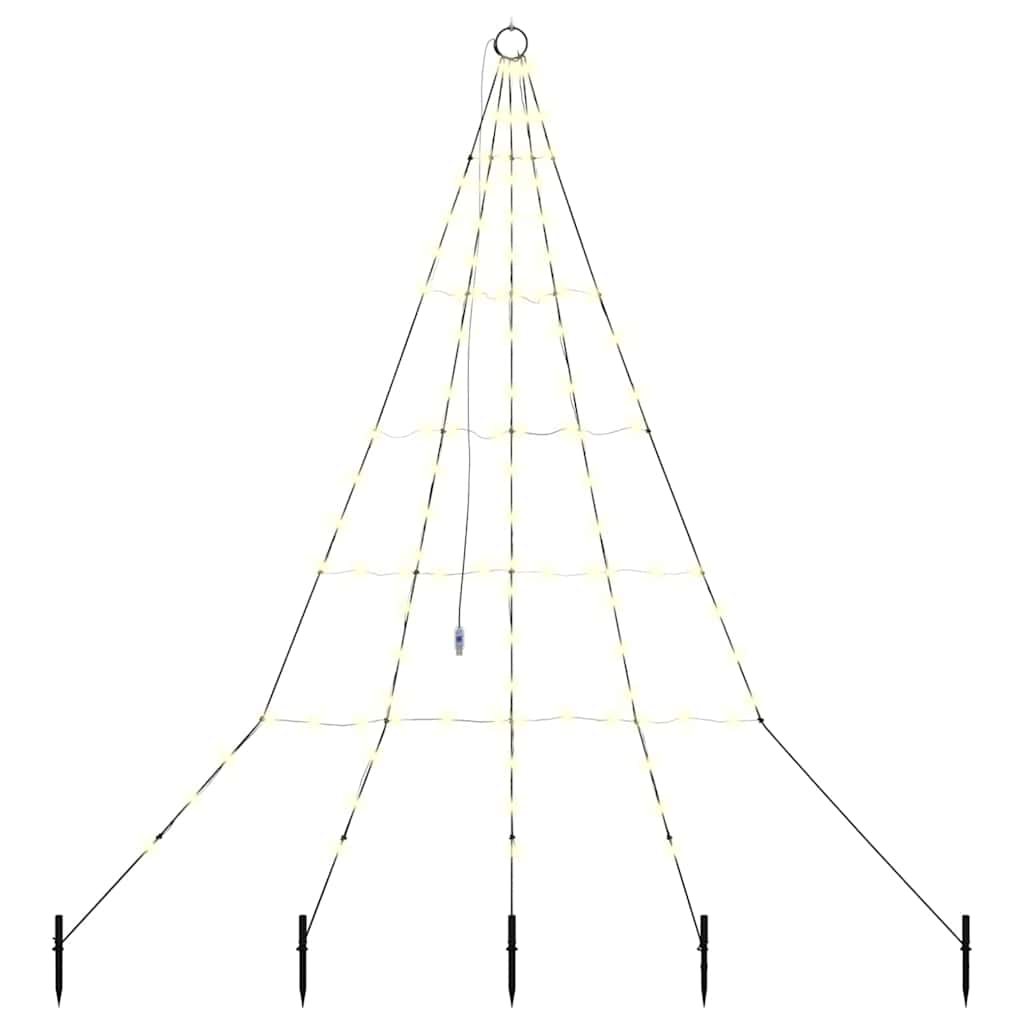 vidaXL LED Kerstboom met 112 LED met grondpennen Warmwit 182 cm Metaal