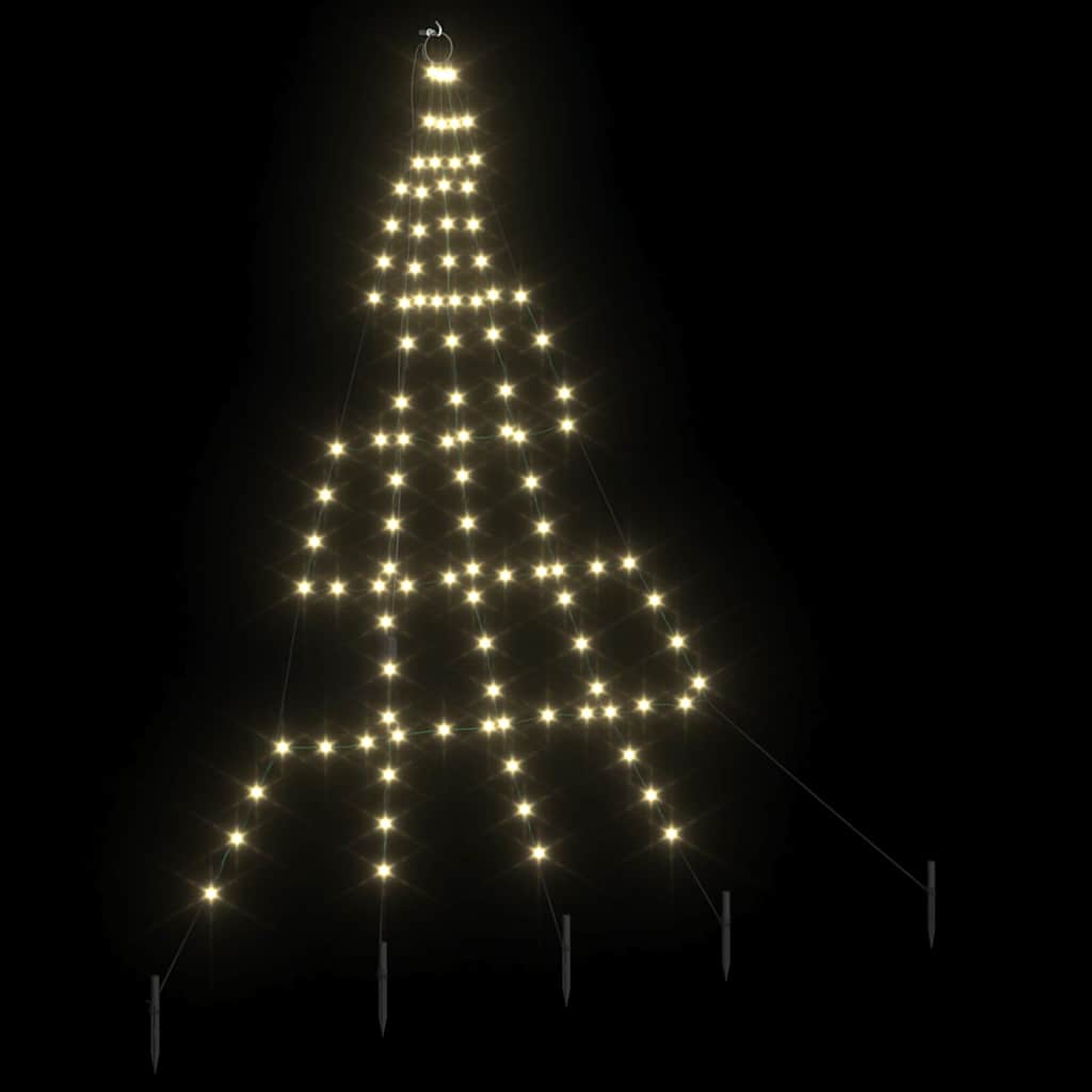 vidaXL LED Kerstboom met 112 LED met grondpennen Warmwit 182 cm Metaal