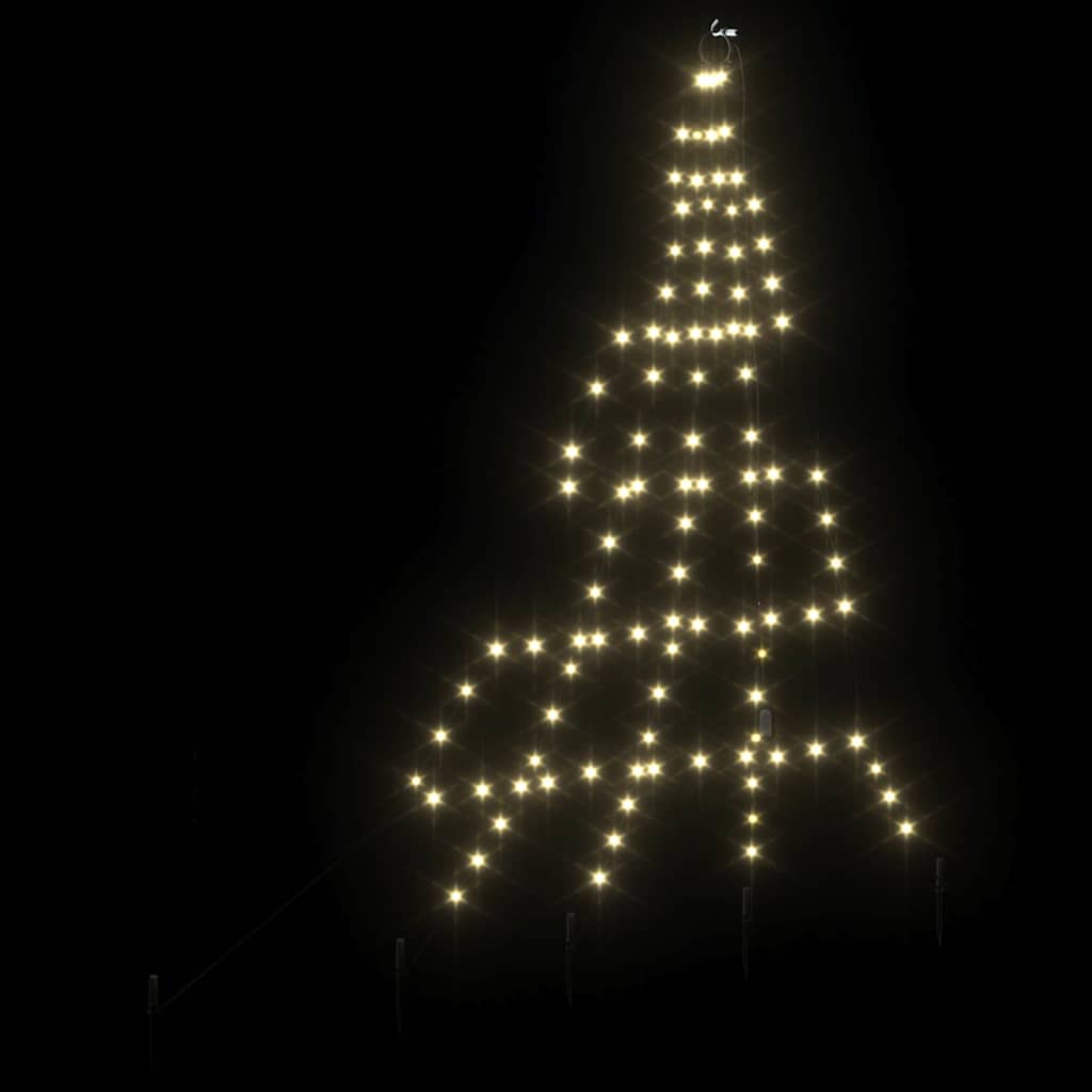 vidaXL LED Kerstboom met 112 LED met grondpennen Warmwit 182 cm Metaal