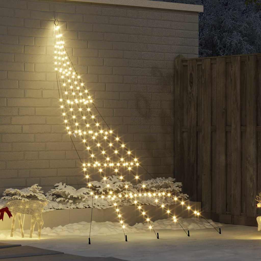 vidaXL LED Kerstboom met 112 LED met grondpennen Warmwit 182 cm Metaal