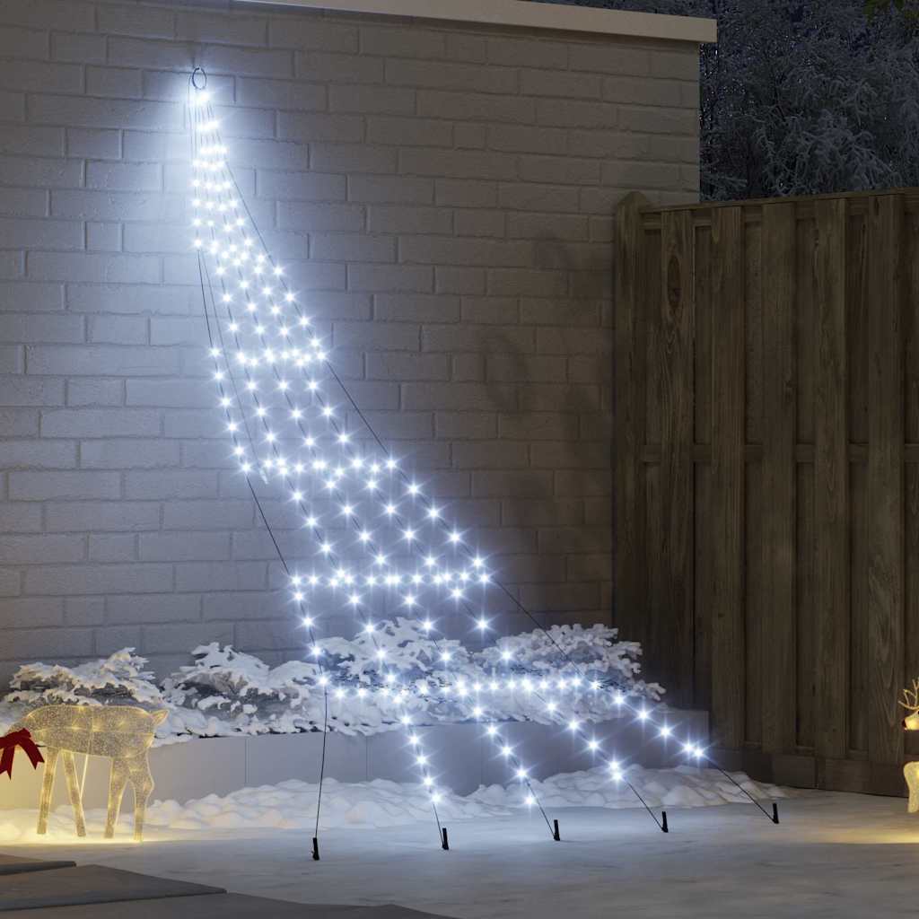 vidaXL LED Kerstboom met 112 LED met grondpennen Warmwit 182 cm Metaal