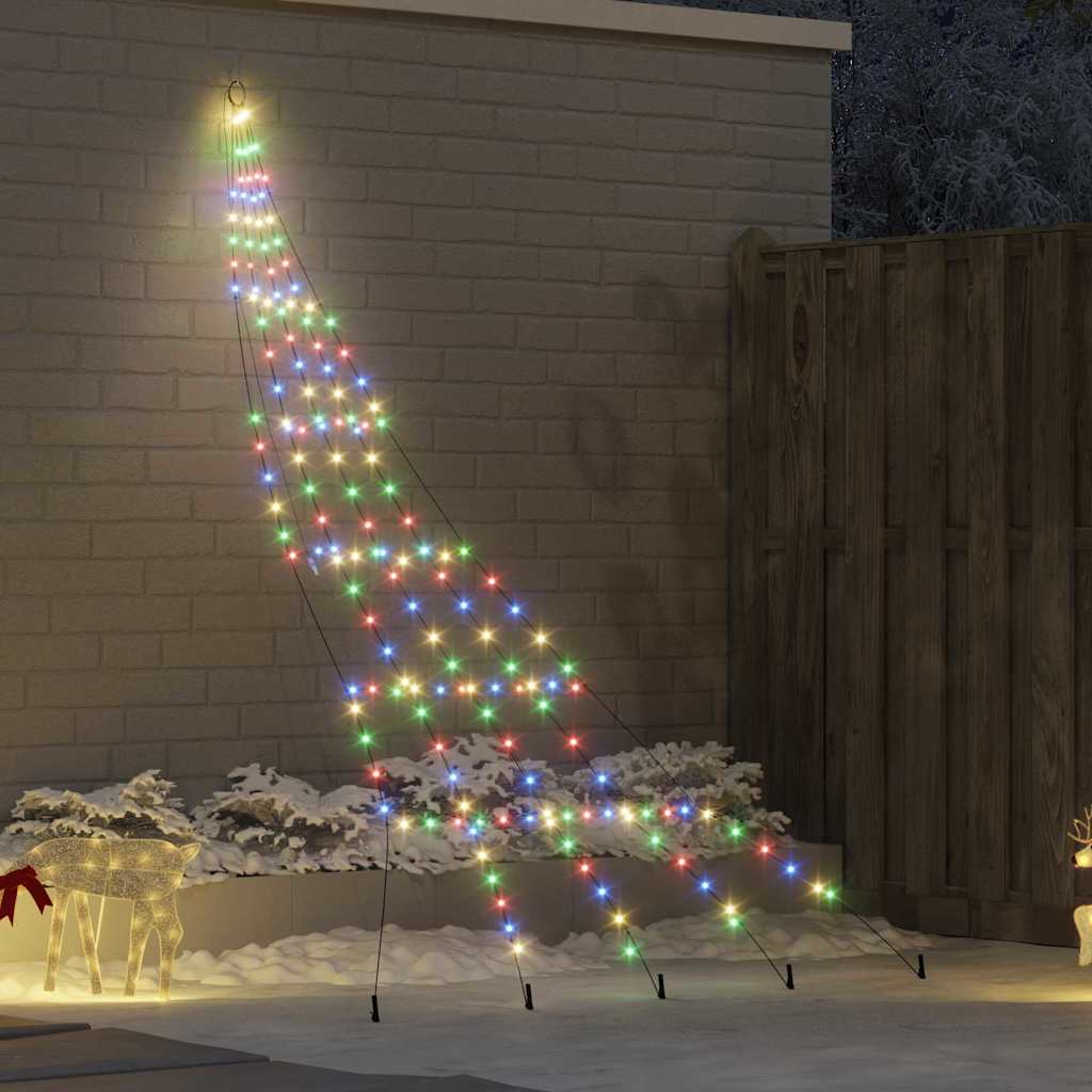 vidaXL LED Kerstboom met 112 LED met grondpennen Warmwit 182 cm Metaal