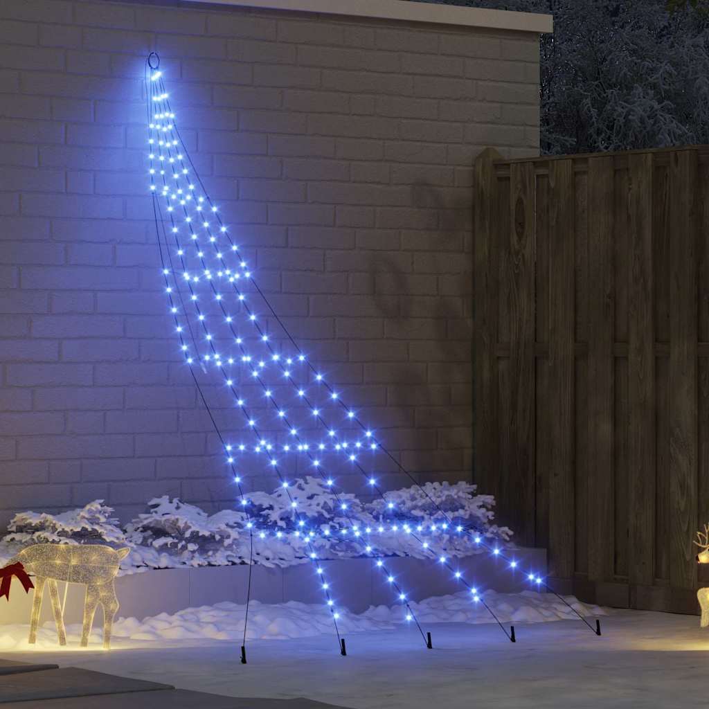 vidaXL LED Kerstboom met 112 LED met grondpennen Warmwit 182 cm Metaal