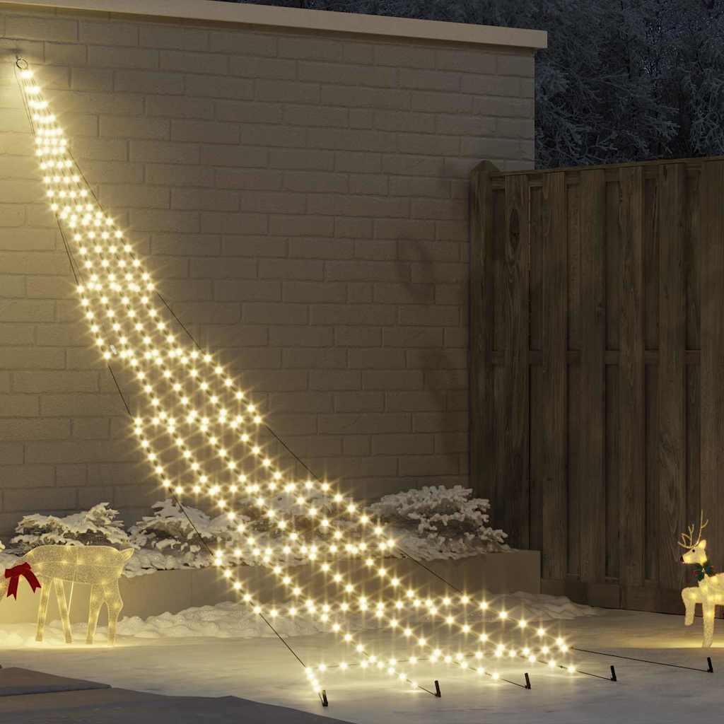 vidaXL LED Kerstboom met 112 LED met grondpennen Warmwit 182 cm Metaal