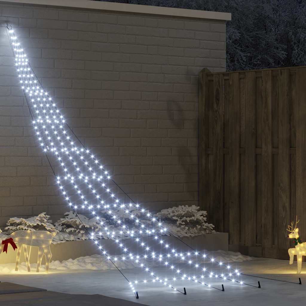 vidaXL LED Kerstboom met 112 LED met grondpennen Warmwit 182 cm Metaal