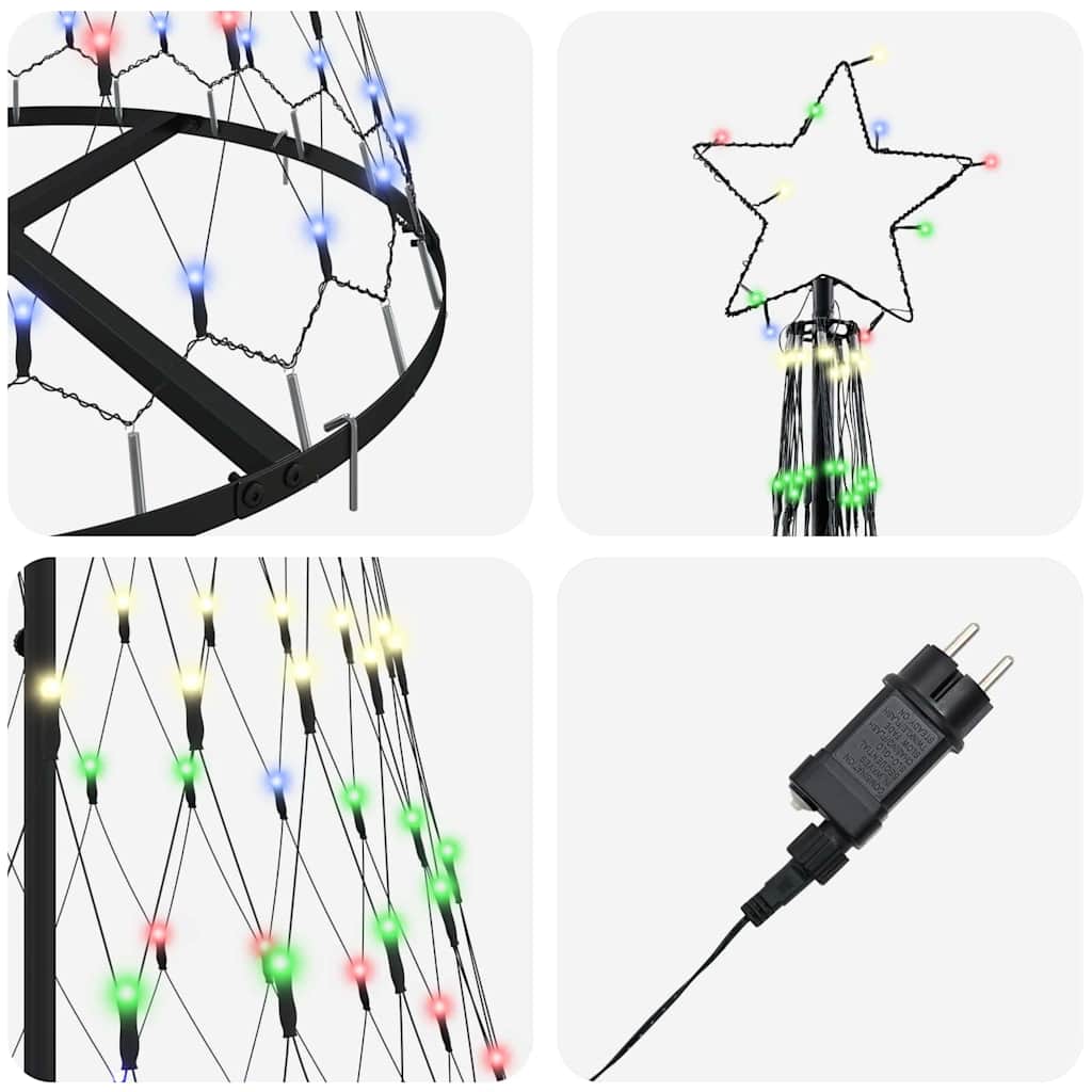 vidaXL LED Kerstboom met 230 LED met standaard Warmwit 184.5 cm Metaal