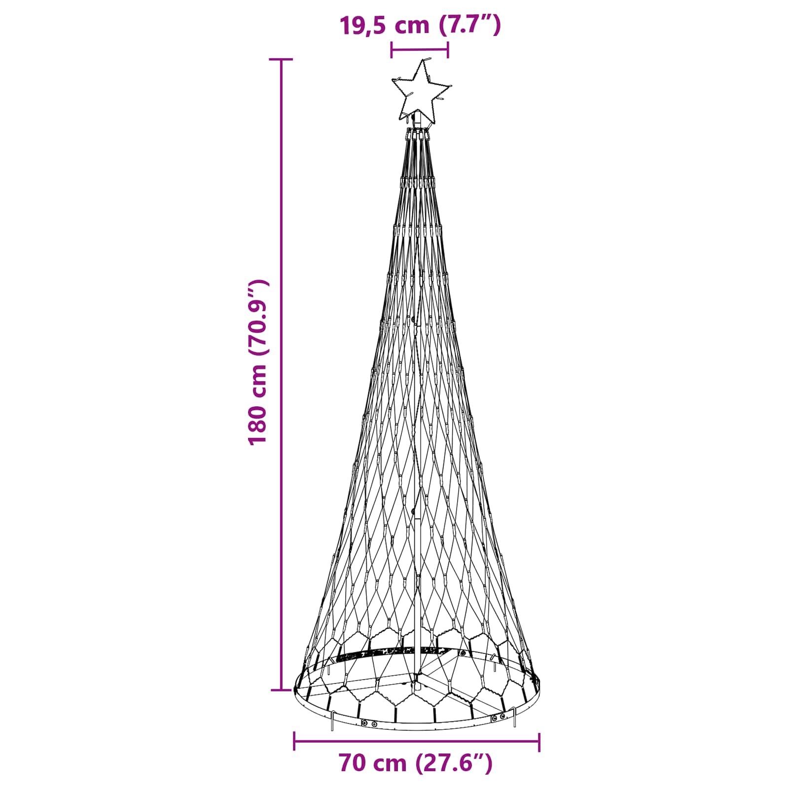 vidaXL LED Kerstboom met 230 LED met standaard Warmwit 184.5 cm Metaal