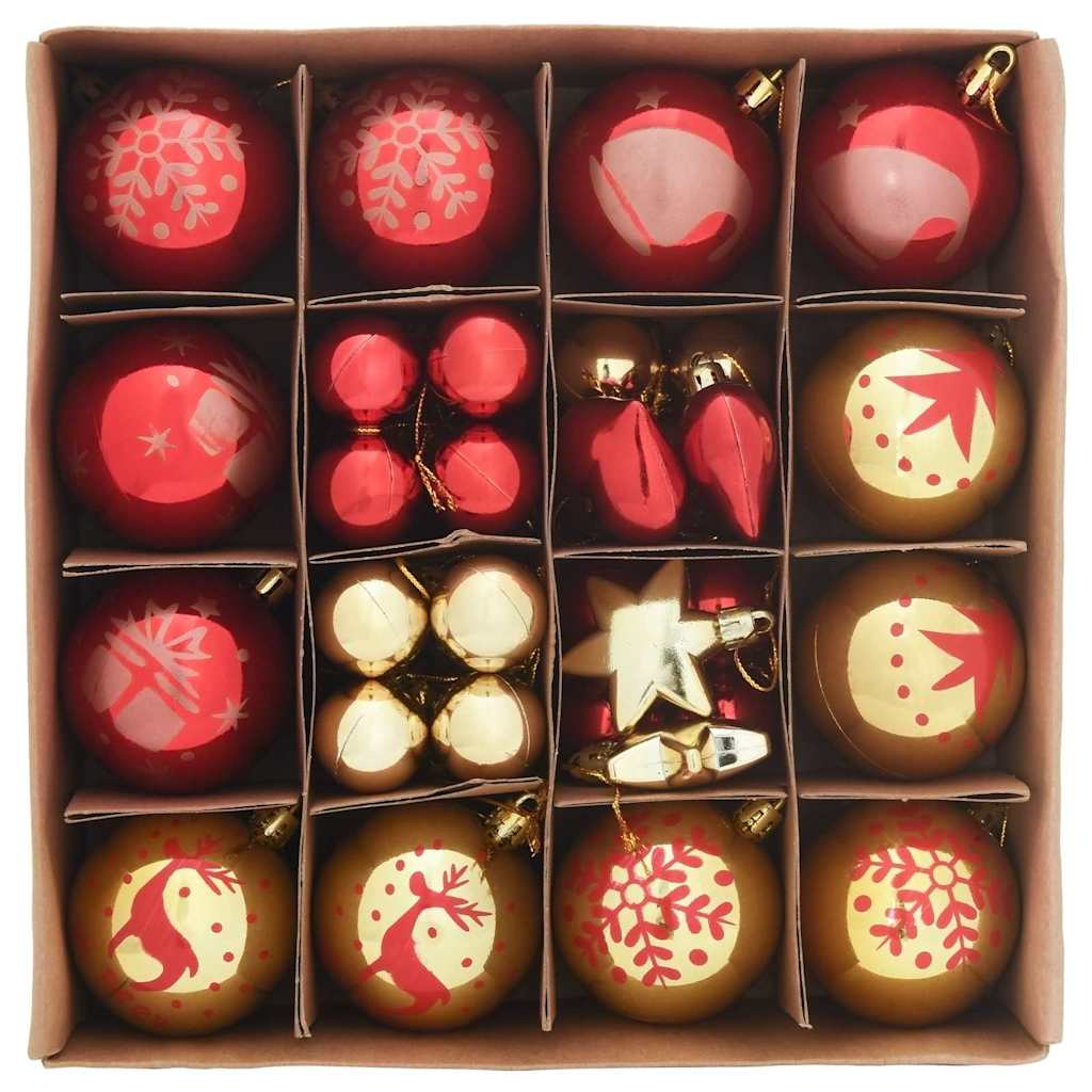 vidaXL Kerstbal Set 40 pcs Goud en Rood