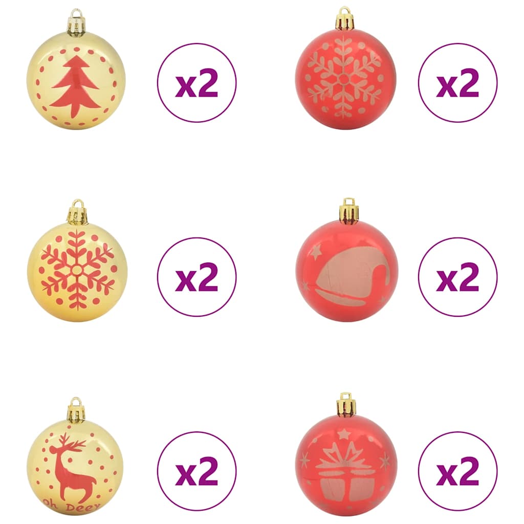 vidaXL Kerstbal Set 40 pcs Goud en Rood