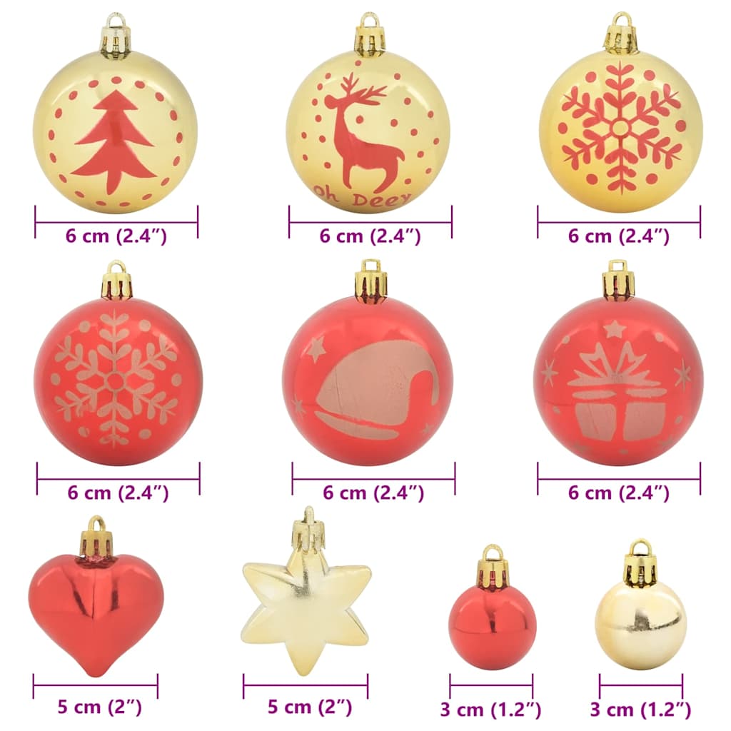 vidaXL Kerstbal Set 40 pcs Goud en Rood