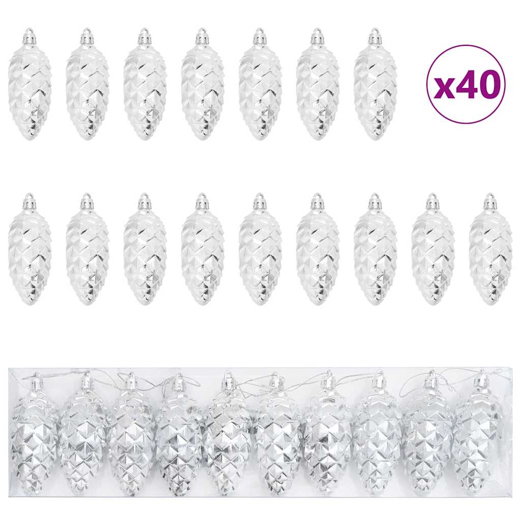 vidaXL Kerstboomdecoratie 40 pcs Zilver