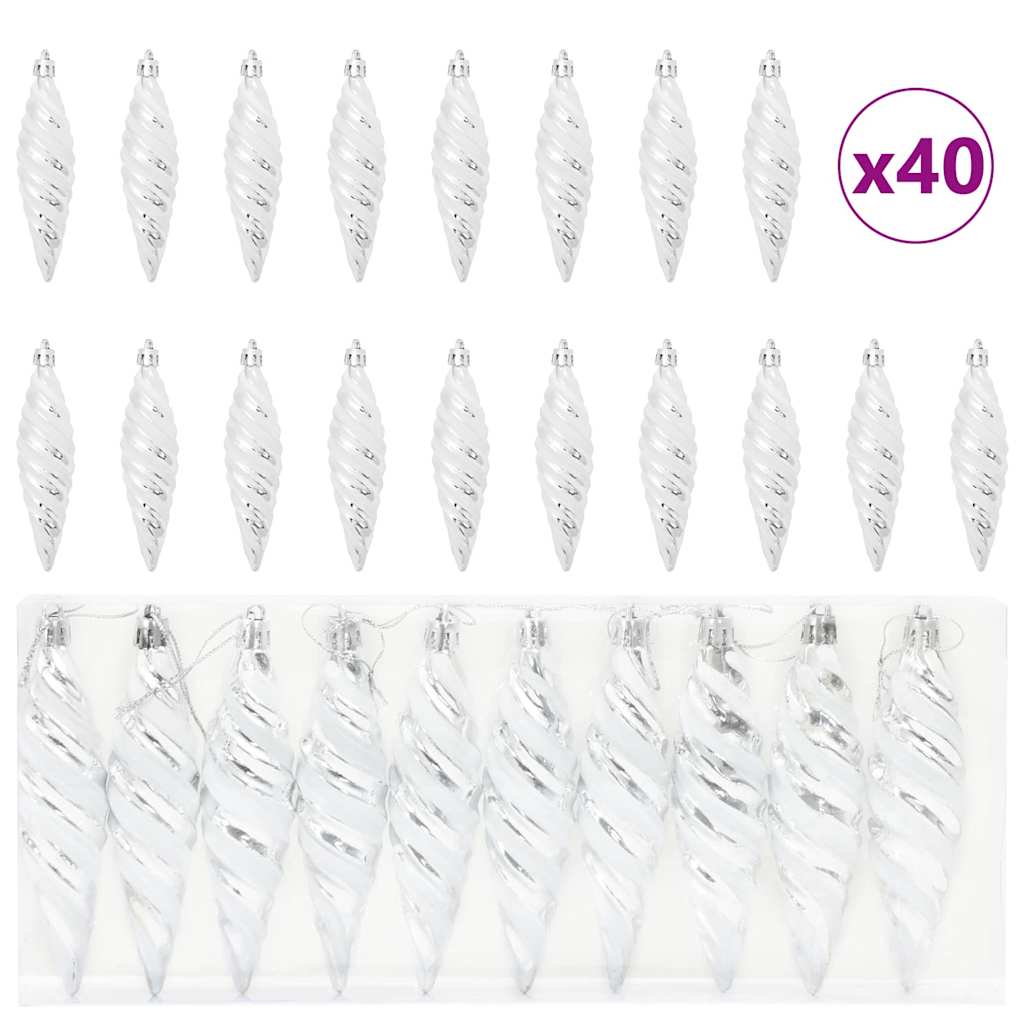 vidaXL Kerstboomdecoratie 40 pcs Zilver
