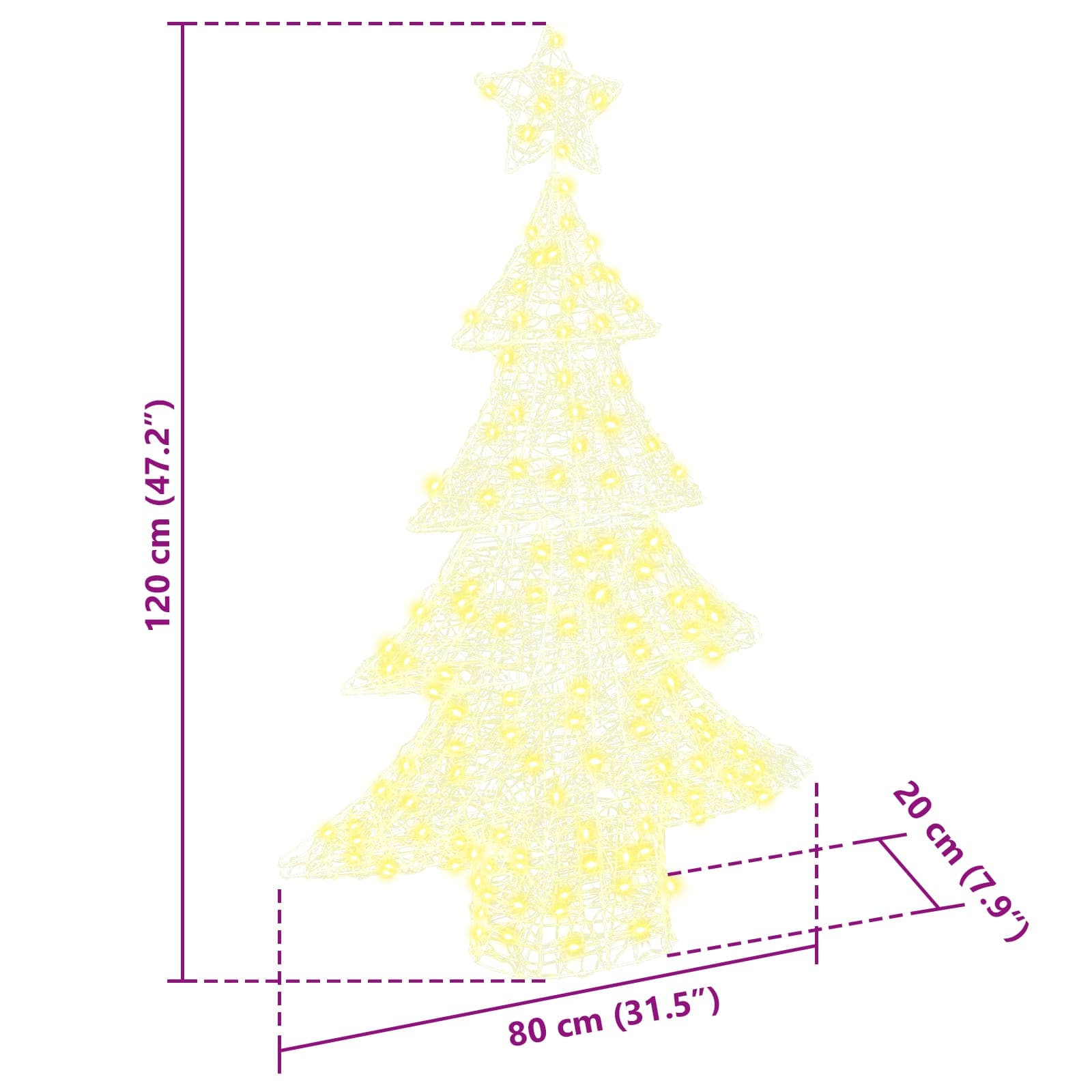 vidaXL Kerstboom met 100 LED Warmwit 120 cm Acryl