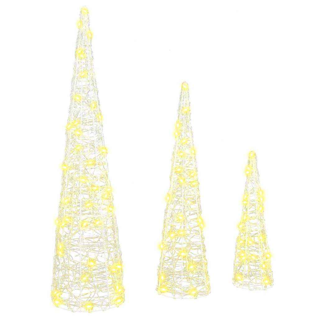 vidaXL Kerstboom met 90 LED 3 pcs Warmwit 20 x 20 x 80 cm Acryl