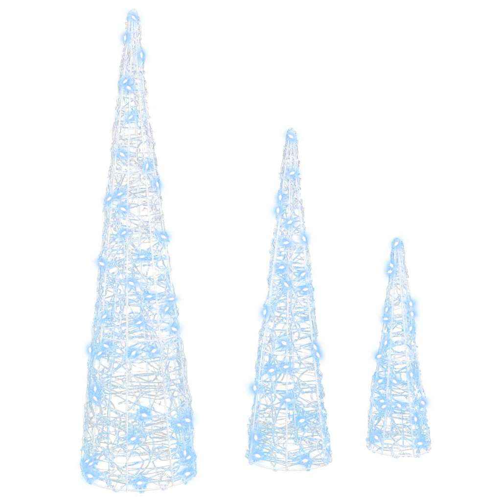 vidaXL Kerstboom met 90 LED 3 pcs Warmwit 20 x 20 x 80 cm Acryl