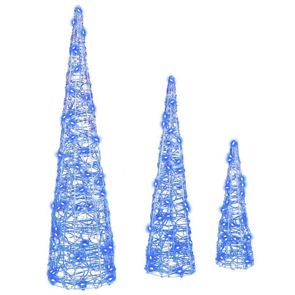 vidaXL Kerstboom met 90 LED 3 pcs Warmwit 20 x 20 x 80 cm Acryl