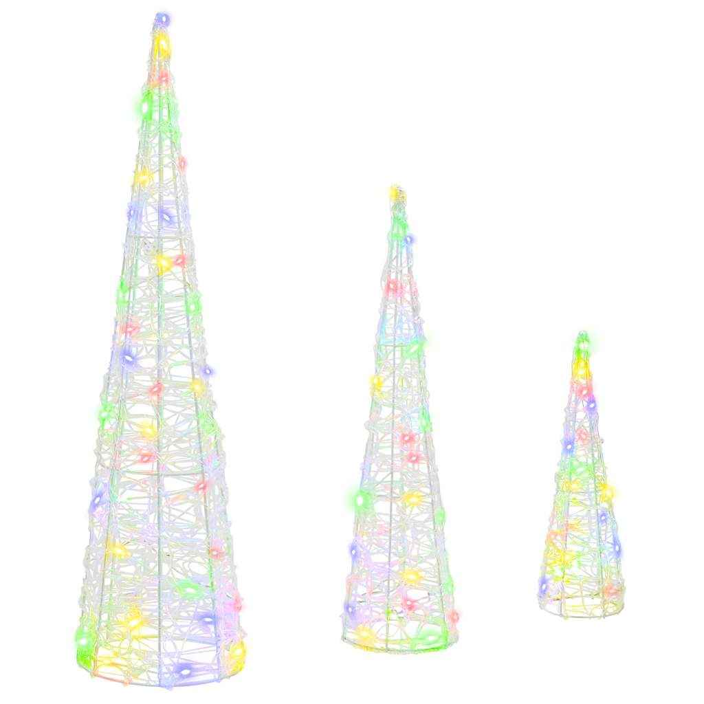 vidaXL Kerstboom met 90 LED 3 pcs Warmwit 20 x 20 x 80 cm Acryl