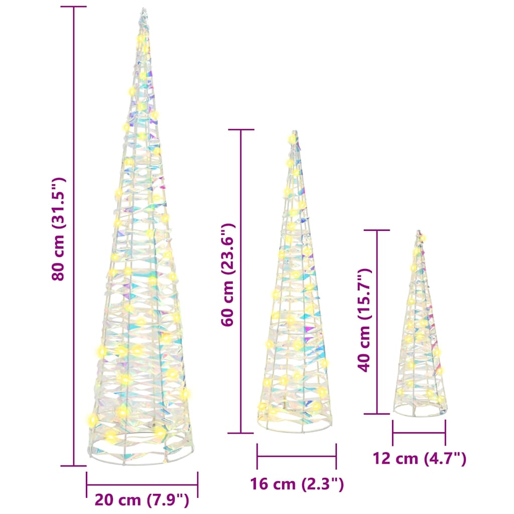 vidaXL Kerstboom met 90 LED 3 pcs Warmwit 20 x 20 x 80 cm PET
