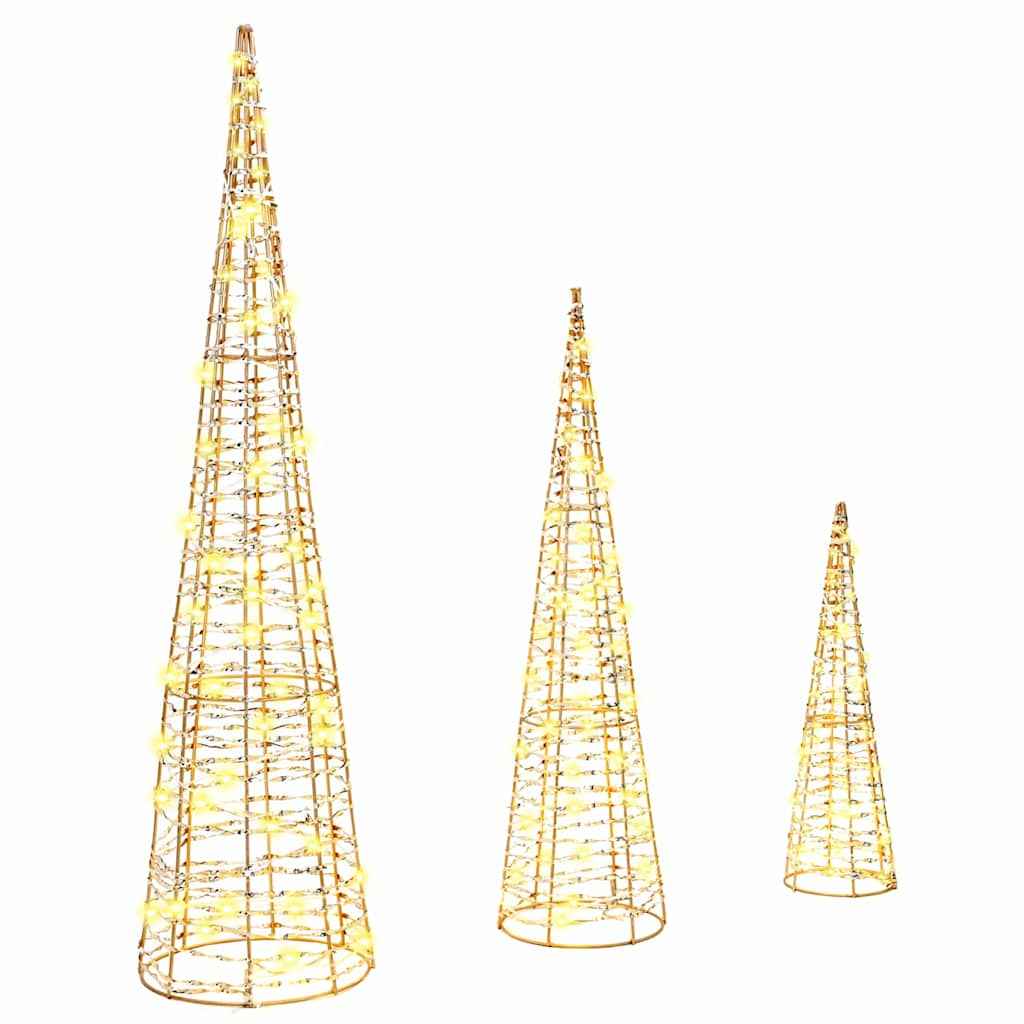 vidaXL Kerstboom met 90 LED 3 pcs Warmwit 20 x 20 x 80 cm PET