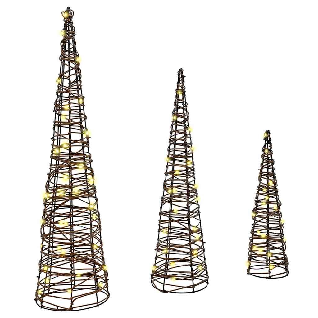 vidaXL Kerstboom met 90 LED 3 pcs Warmwit 20 x 20 x 80 cm PET