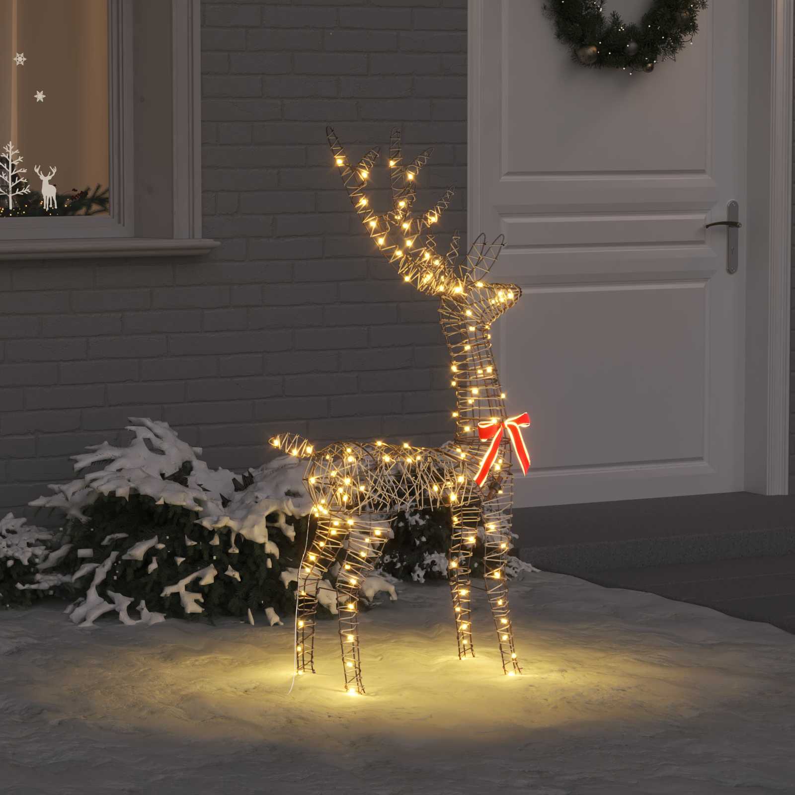 vidaXL 3D Rendier Warmwit 128 cm PET