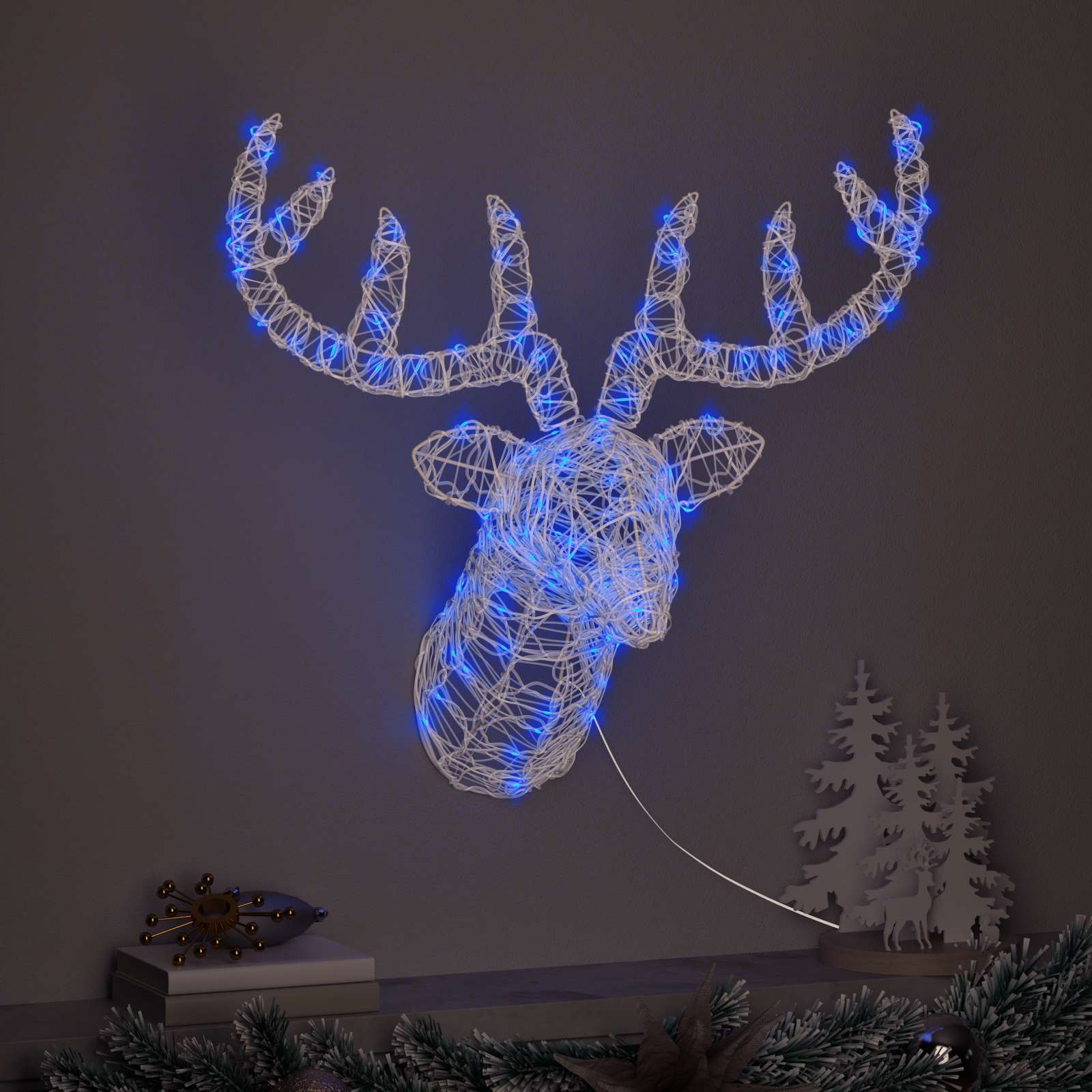 vidaXL Hertenkop Warmwit 60 cm Acryl