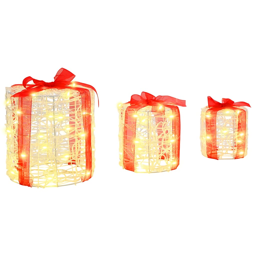vidaXL Decoratie voor Geschenkdoos 3 pcs Warmwit 20 x 20 x 21 cm Acryl