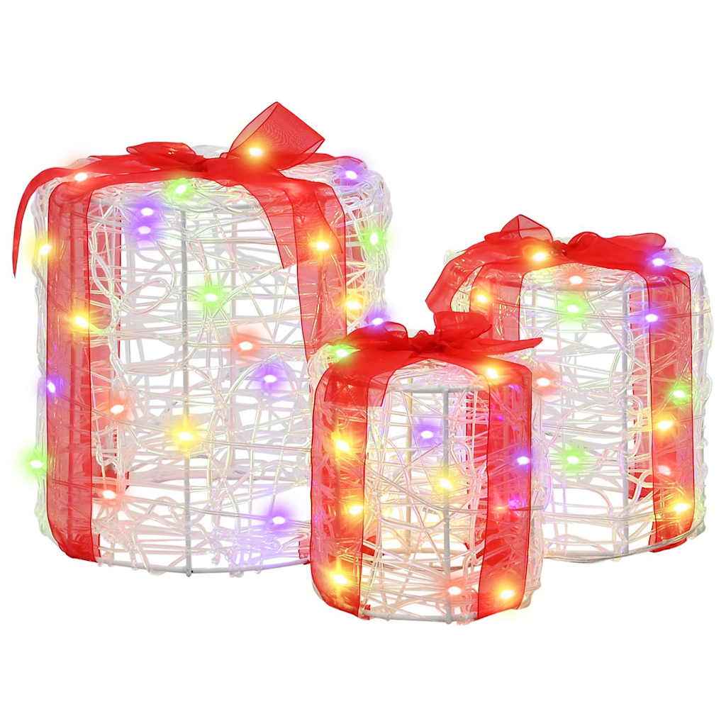 vidaXL Decoratie voor Geschenkdoos 3 pcs Warmwit 20 x 20 x 21 cm Acryl