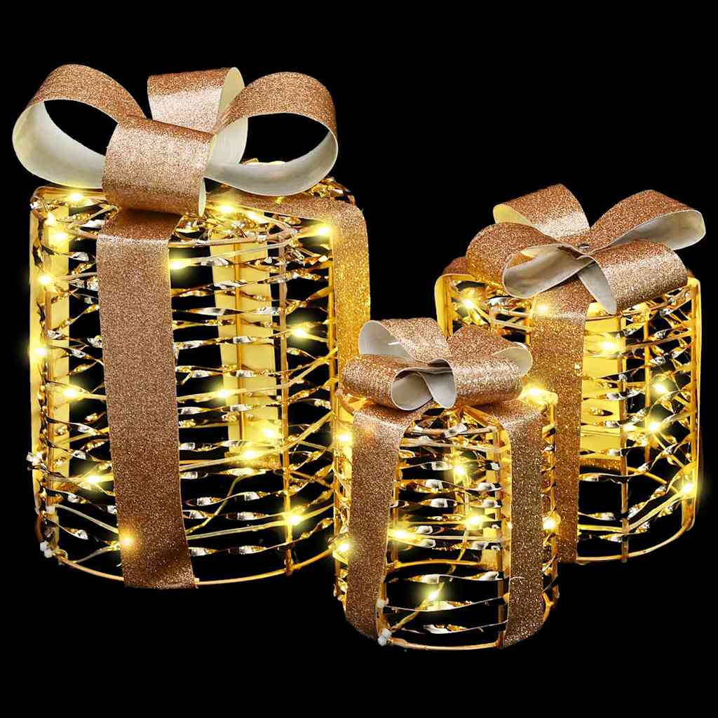 vidaXL Cadeau Doos Decoratie 3 pcs Warmwit 20 x 20 x 20 cm PET
