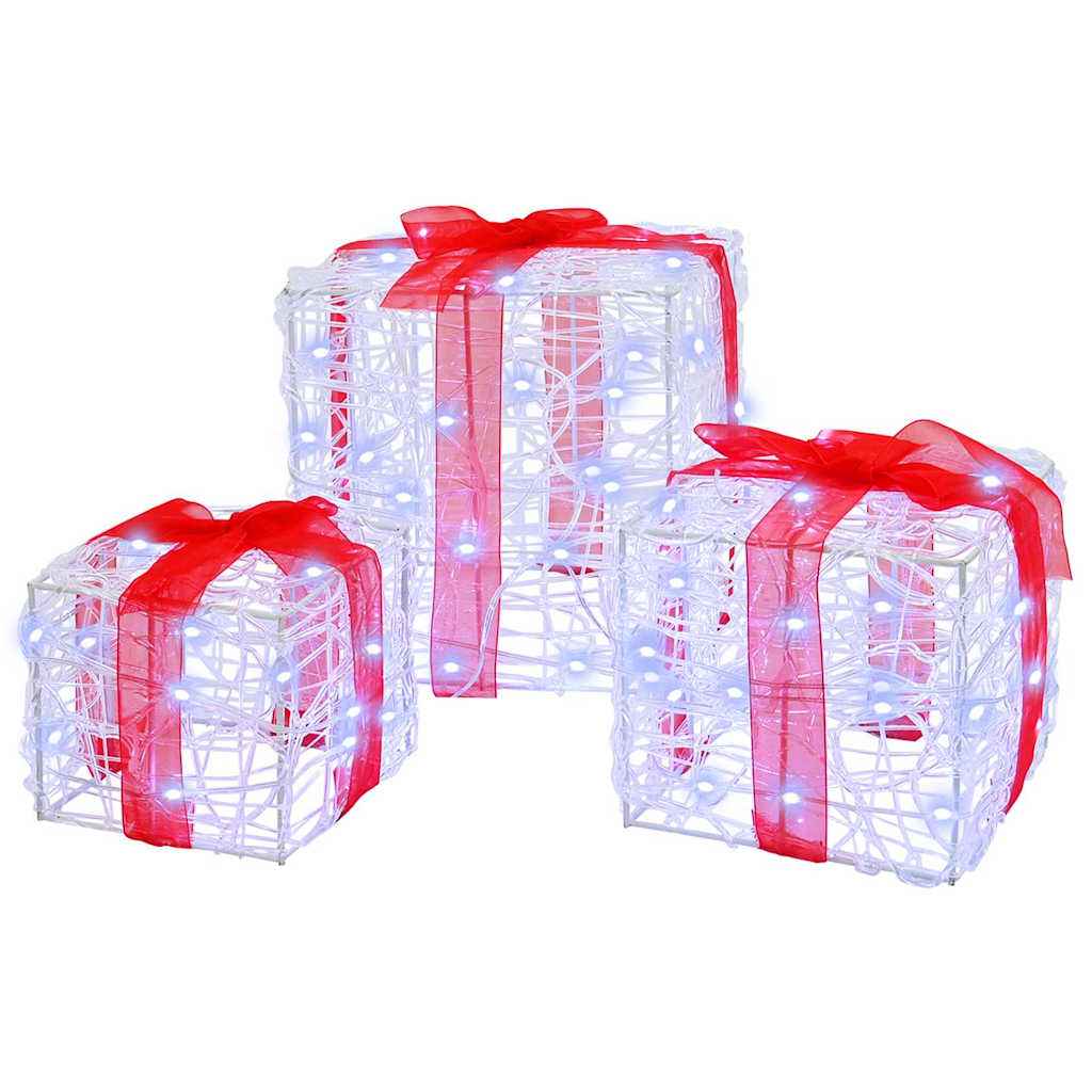 vidaXL Cadeau Doos met 60 LED 3 pcs Warmwit 20 x 20 x 20 cm Acryl
